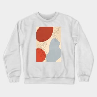 Abstract Line Work, Botanical Mid Century, Modern Boho Crewneck Sweatshirt